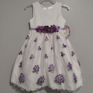 NEW American Princess Purple With Flowers Embroidered NEW dress Girls 7